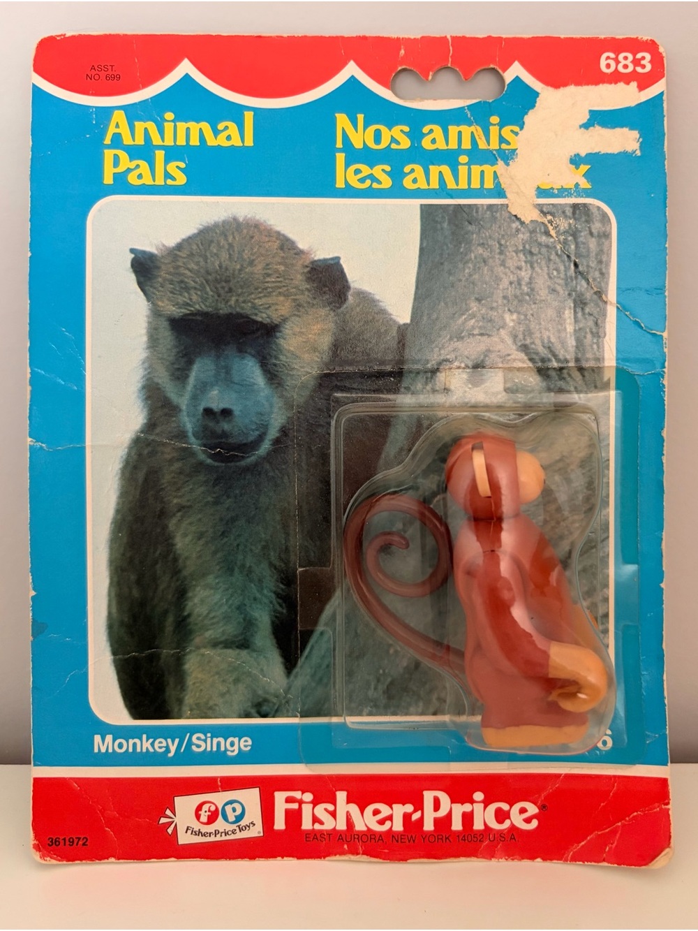 Vintage Fisher-Price Animal Pals Monkey Figure - Brown